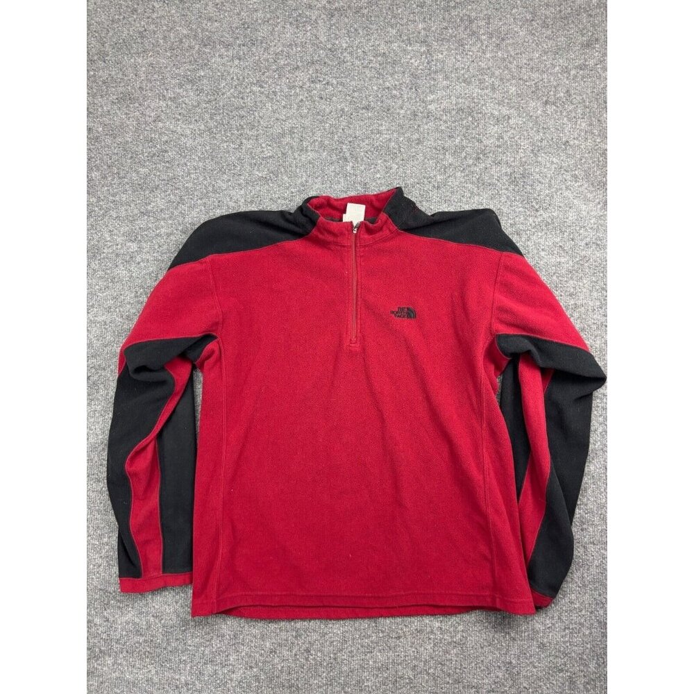 The North Face Fleece Pullover Men's‎ S Red Black 1/4 Zip Mock Neck Long Sleeve